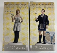 NEW Bride in charge Wearing Pants Groom Minus Pants Funny Wedding Cake Topper 6″