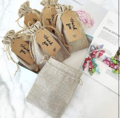 Burlap Drawstring Gift Bags w/Tags/Labels & Ties. 19. Wedding Favors Thanks
