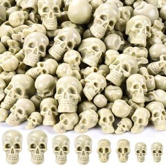 Vellibring 150 PCS Halloween Mini Skull Heads Decoration – 4 Size Bone Colors