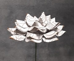 Handmade Paper Flower on stem (Gray Pattern No.4) for Wedding, St. Valentine’s