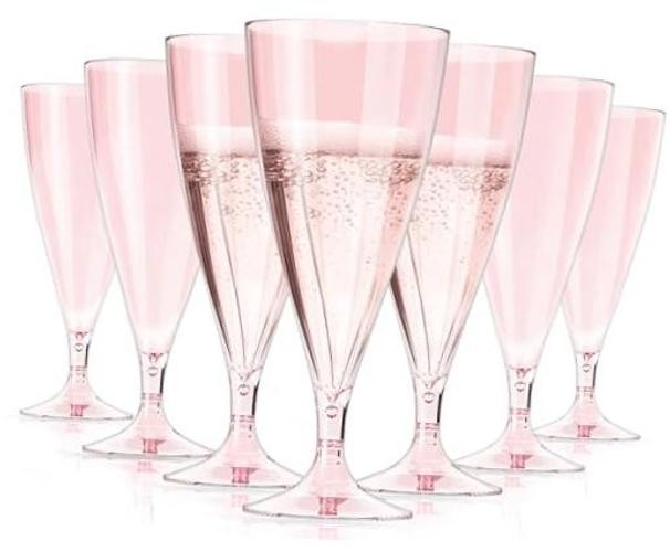 Plastic Champagne Flutes 16 Pack Stemless Pink Champagne Flutes Reusable