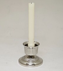 Candle Holder 4″D 10.5″Hi Set/2 Nickel Plated & Mirror Mosaic Shade FREE SHIPING