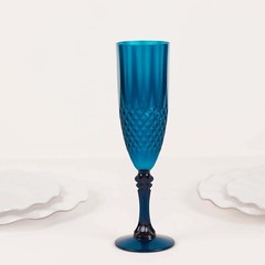 6 NAVY BLUE 8 oz Crystal Plastic Champagne Flute GLASSES Events Decorations
