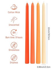 Taper Candles 12 Inch 20 Pack 9 Hour Burn Unscented 12 Inch-20 Count Orange