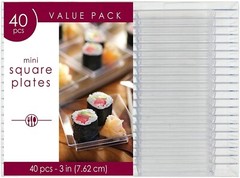 Amscan 438900.86 Tableware Square Plastic Plates, 40 pcs -3 in (7.62cm), Clear