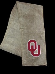 University of Oklahoma (OU) Burlap Chair Sash / Wreath Sash (2 Logos) 55k Stitch