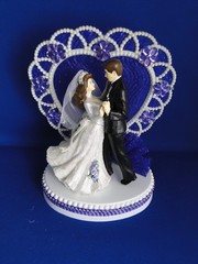 New Elegant Wedding Dancing Couple Caketop, Crystal Heart, purple decor #347