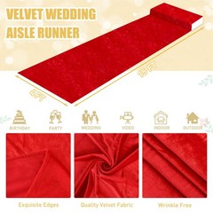 Red Carpet Runner 4FTx15FT Wedding Aisle Runners Velvet Aisle Runner for Cere…