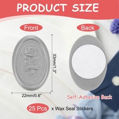 25 Pcs Wax Seal Stickers, Self Adhesive Rose Envelope Seal Stickers, Silver
