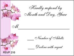 50 RSVP Wedding cards printed in color cake flowers palms with Envelopes