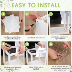 Clear Wedding Card Box with Slot 10 x 10 x 8.5 Large Acrylic Card Box for Party
