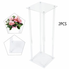 2Pcs Acrylic Flower Stand Column Vase Rack Centerpieces Tabletop Wedding Decor