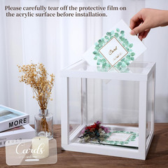 Clear Wedding Card Box with Slot 10 x 10 x 8.5 Large Acrylic Card Box for Party