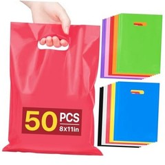 50 PCS Party Favor Gift Bags 8″x11″, Goodie 1 Count (Pack of 50) Multicolor