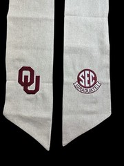 University of Oklahoma (OU) Cotton Wreath Sash (2 Logos) 40k Stitch SEC Graduate