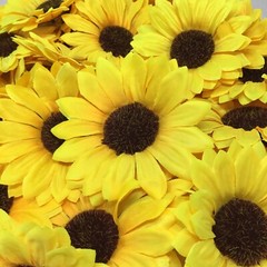 Levana 50 Pc Fake Sunflower Heads 4 in Silk Sunflowers Double Petals Artificial