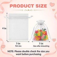 50 Count White Organza Drawstring Bags 3×4 – Luxurious Gift Packaging Solution