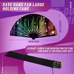 Maitys 2 Pcs Large Clap Fans for Line Dancing 13 Flash Pattern, Multi Color