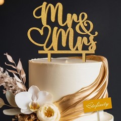 Rustic Wedding Cake Toppers Bride and Groom – Boho Mr and Mrs Cake Topper, Wood