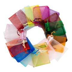 50Pcs Pink Organza Drawstring Jewelry Small Bag for Earring Favor Wrapping Packi