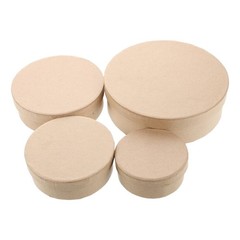 4pcs Round Kraft Paper Box Crafts Paper Containers with Lids Empty Nesting