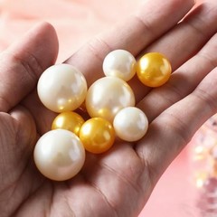 150 Pcs Vase Filler Pearls Gold and White Pearl Beads for Vase No Cream Gold