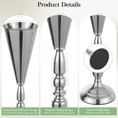 2/4/10Pcs Tabletop Vase Metal Wedding Flower Trumpet Vase Decorative Centerpiece