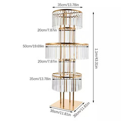 43.31 In. H, Gold 5-Tier Iron Acrylic Decorative Stand Wedding Party Event Table