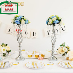 Nuptio 2 Pcs Silver Wedding Centerpieces Flower Stand, 21.7In/55Cm Height Weddin