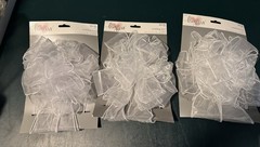 3 Sheer White Wedding Bows 8.5” x 14” NEW