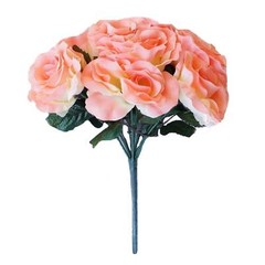 PEACH 12″ tall Velvet Roses ARTIFICIAL FLOWERS Bouquet Wedding Party Decorations