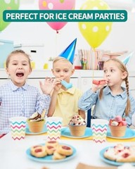 Pack Ice Cream Bowls and Spoons Set, Frozen Yogurt Cups with Spoons Durable 4