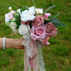 Elegant Wedding Bouquets Artificial Rose Flower Bunch for Bride and Bridesmaids