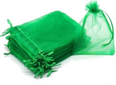 Large 8×12 Green Organza Drawstring Bags – Perfect for Weddings & Crafts