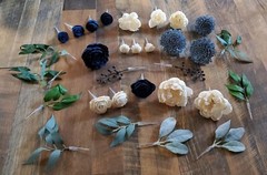 DIY Reusable Wooden Cake Flowers Blue Burgundy Pink Yellow Sola Wood Wedding