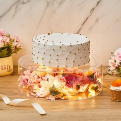2 Pcs Clear Acrylic Cake Stands with LED Strings – Fillable Dessert Risers for P