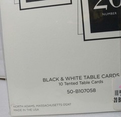 New Vera Wang Papers Wedding Tented Table Numbers Cards 11-20 Black & White