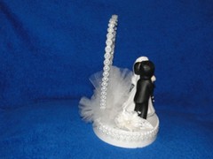 New Elegant Mirrored Heart Medium skin Kissing Bridal Couple Wedding Caketop 359