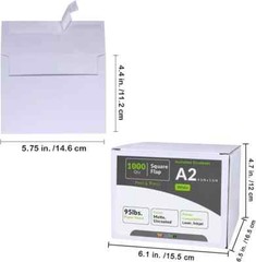 Winlyn 1000 Pcs Bulk A2 Invitation Envelopes in 1000 pcs white, White