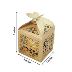 GOLD 25 Lacer Cut Lace Design FAVOR BOXES with Butterfly Top Party Decorations