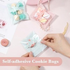 200 Pcs Self Adhesive Cellophane Bags, Resealable Cookie Treat Bags Gift Giving