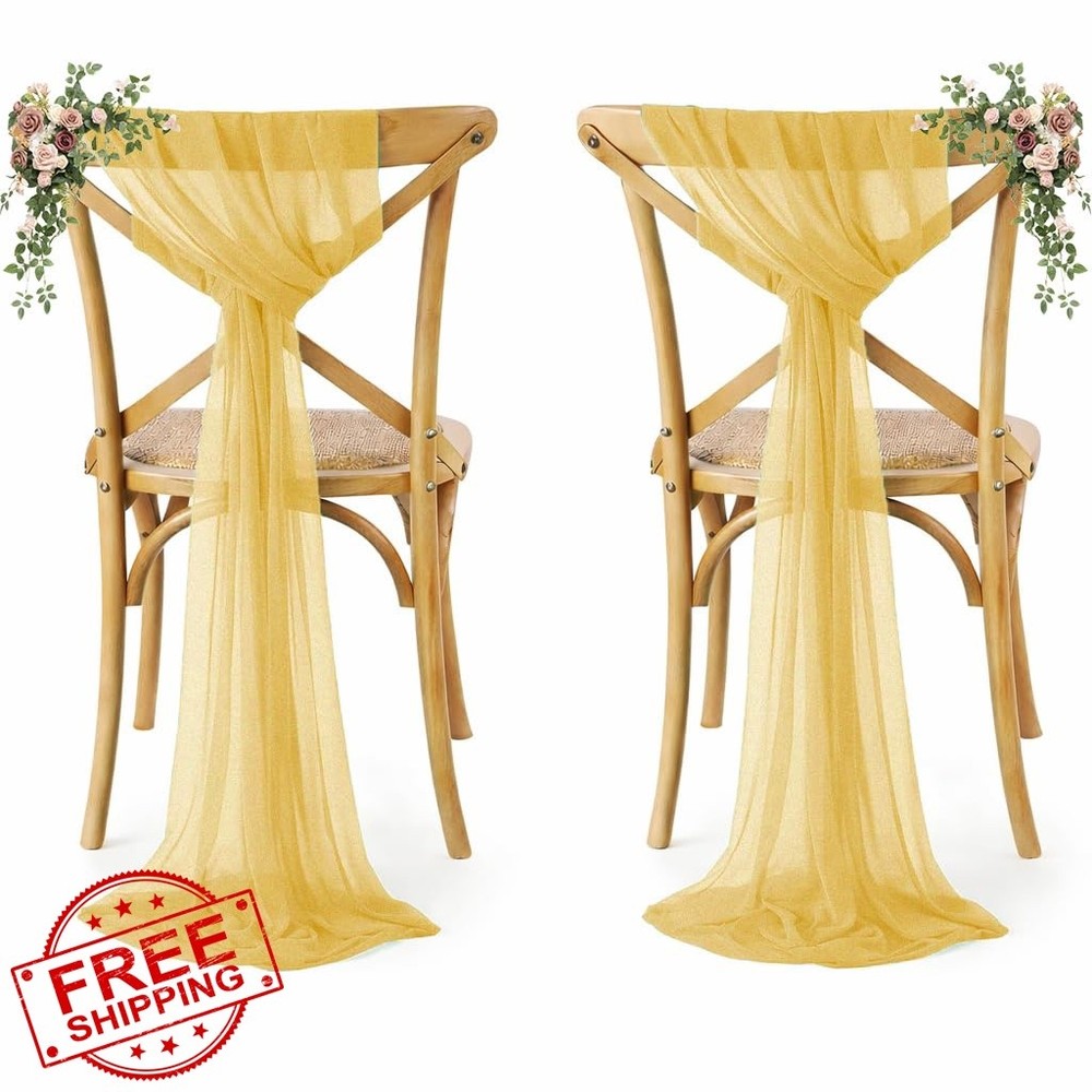 MDS Gold Chair Sashes Bows 50 pcs