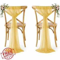 MDS Gold Chair Sashes Bows 50 pcs