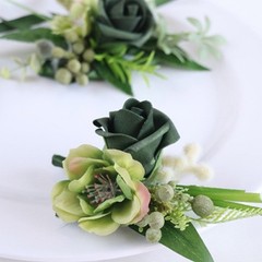 Bridal Flower Set Wrist Corsage and Boutonniere Set for Themed Special Occasion