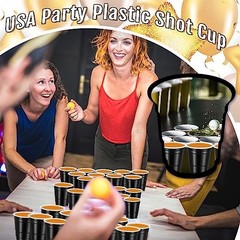 100 Pack 2 oz Plastic Shot Cups, Graduation Mini Disposable Shot Glasses Black