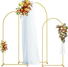 Arch Backdrop Stand Gold Metal Set of 3 (7.2FT/6.6FT/6FT) Wedding Party Decor
