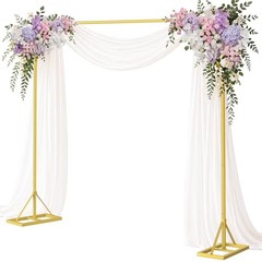 8FT Square Backdrop Stand Heavy Duty, Gold Metal with Triangle Base. Metal