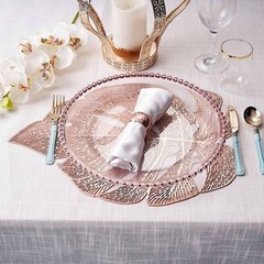 6 Metallic 18-Inch Monstera Tropical Leaf Design Vinyl PLACEMATS Decorations