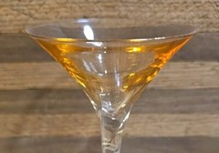 Tall Martini Glass Shaped Vase Centerpieces 10” Clear Twisted Stem W/ Amber Top