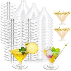 100 Pack Plastic Martini Glasses 5 Oz Mini Dessert Cups – Clear Cocktail Glasses